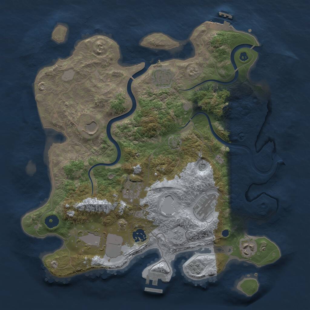 Rust Map: Procedural Map, Size: 3500, Seed: 1744437826, 14 Monuments