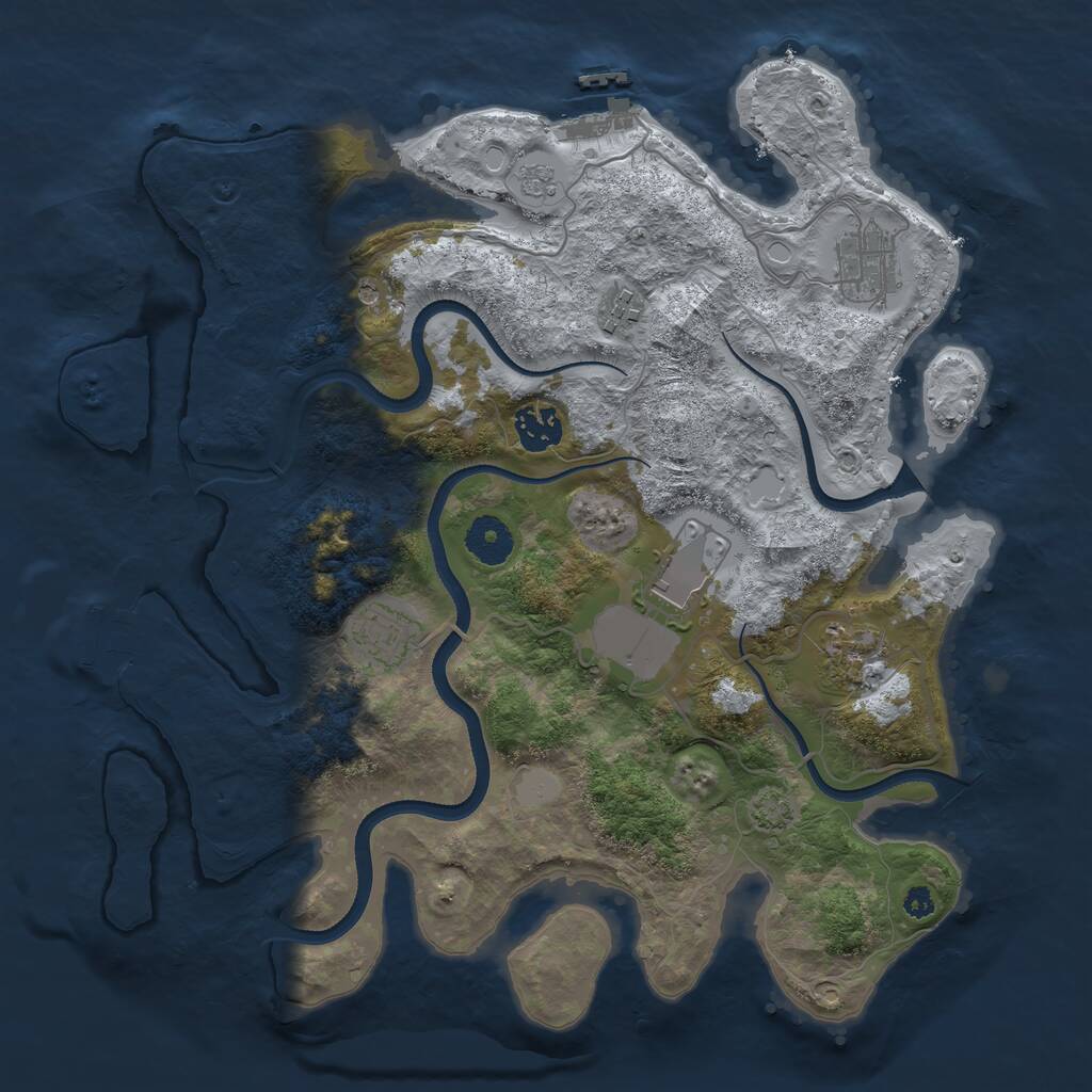 Rust Map: Procedural Map, Size: 3500, Seed: 378315591, 12 Monuments