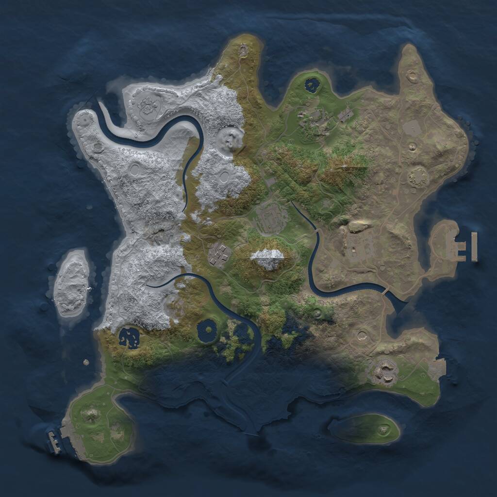 Rust Map: Procedural Map, Size: 3400, Seed: 50005, 12 Monuments
