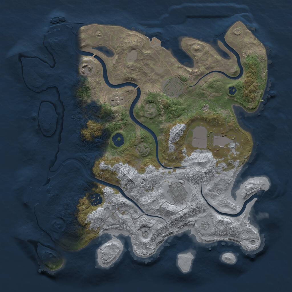 Rust Map: Procedural Map, Size: 3500, Seed: 404786817, 12 Monuments