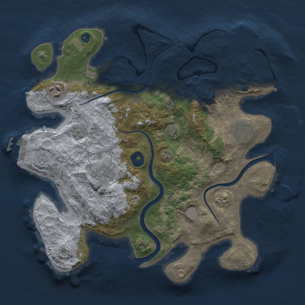 Rust Map: Procedural Map, Size: 3250, Seed: 1686922670, 10 Monuments