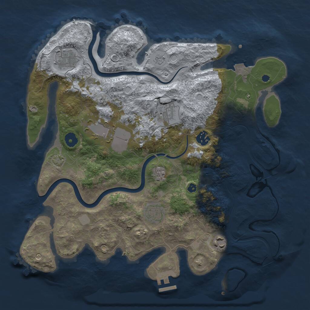 Rust Map: Procedural Map, Size: 3500, Seed: 1266078510, 11 Monuments