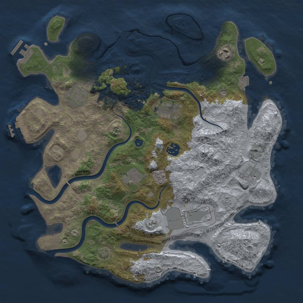 Rust Map: Procedural Map, Size: 3600, Seed: 3138, 14 Monuments