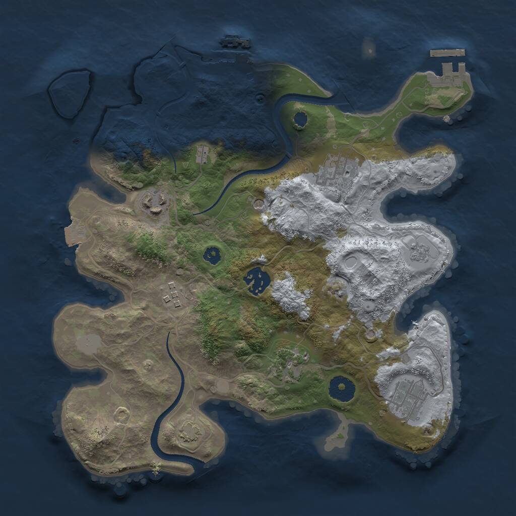 Rust Map: Procedural Map, Size: 3000, Seed: 157101926, 12 Monuments