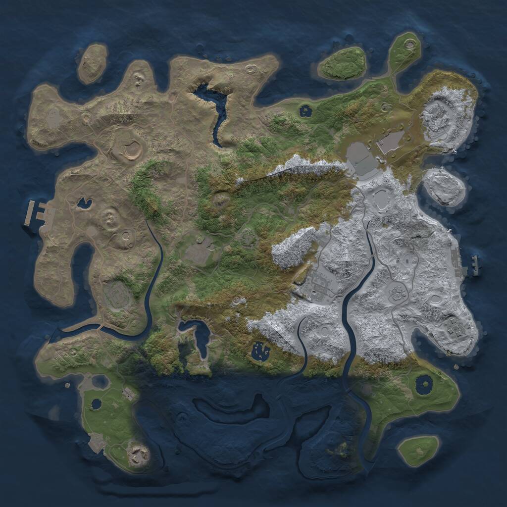 Rust Map: Procedural Map, Size: 4000, Seed: 80276057, 15 Monuments