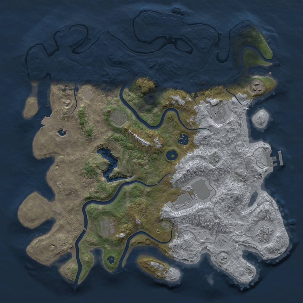 Rust Map: Procedural Map, Size: 4096, Seed: 1729946756, 14 Monuments