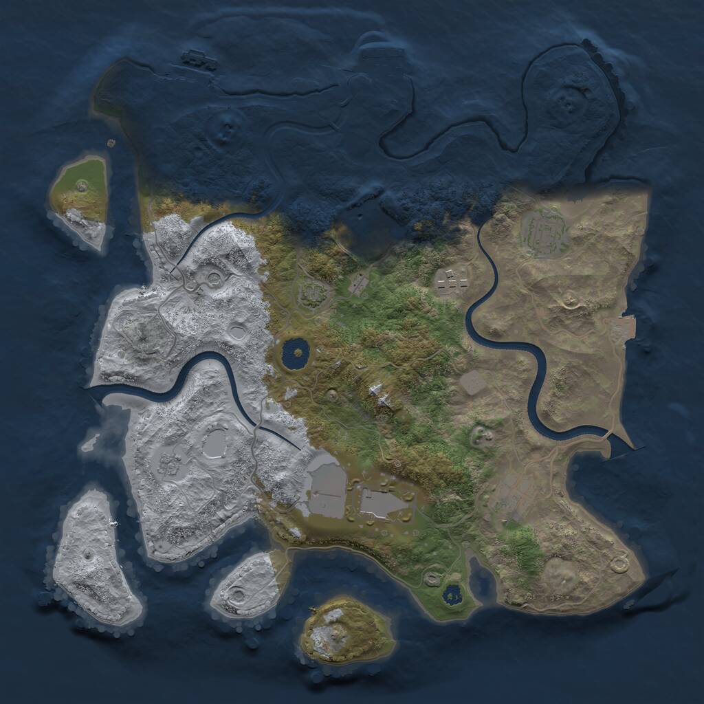 Rust Map: Procedural Map, Size: 3500, Seed: 573178631, 11 Monuments
