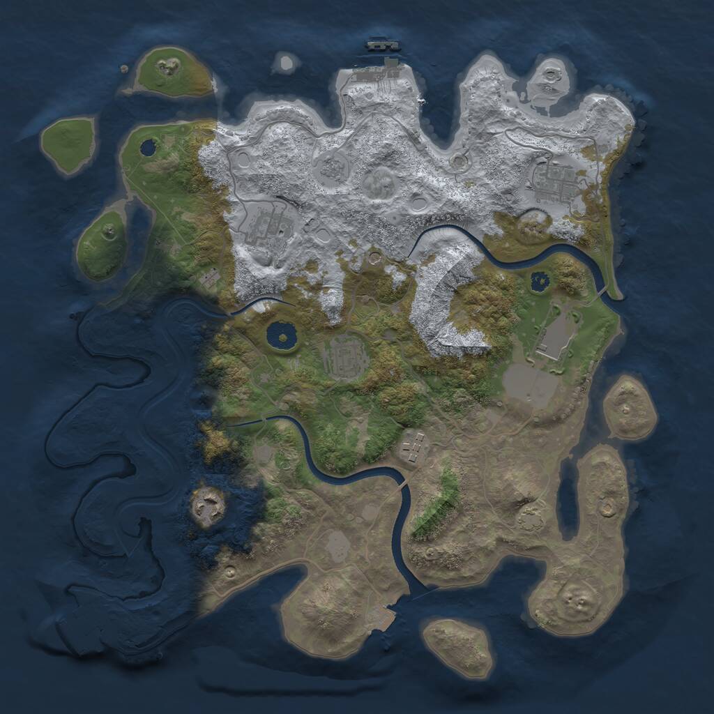 Rust Map: Procedural Map, Size: 3600, Seed: 39032891, 12 Monuments