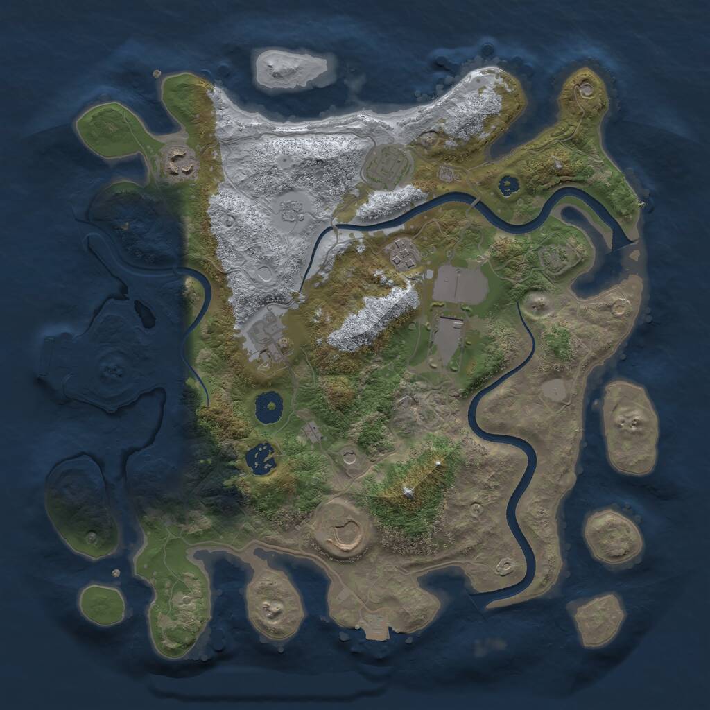 Rust Map: Procedural Map, Size: 3500, Seed: 252954466, 12 Monuments