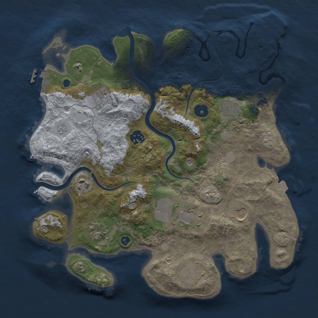 Rust Map: Procedural Map, Size: 3500, Seed: 1213136570, 15 Monuments