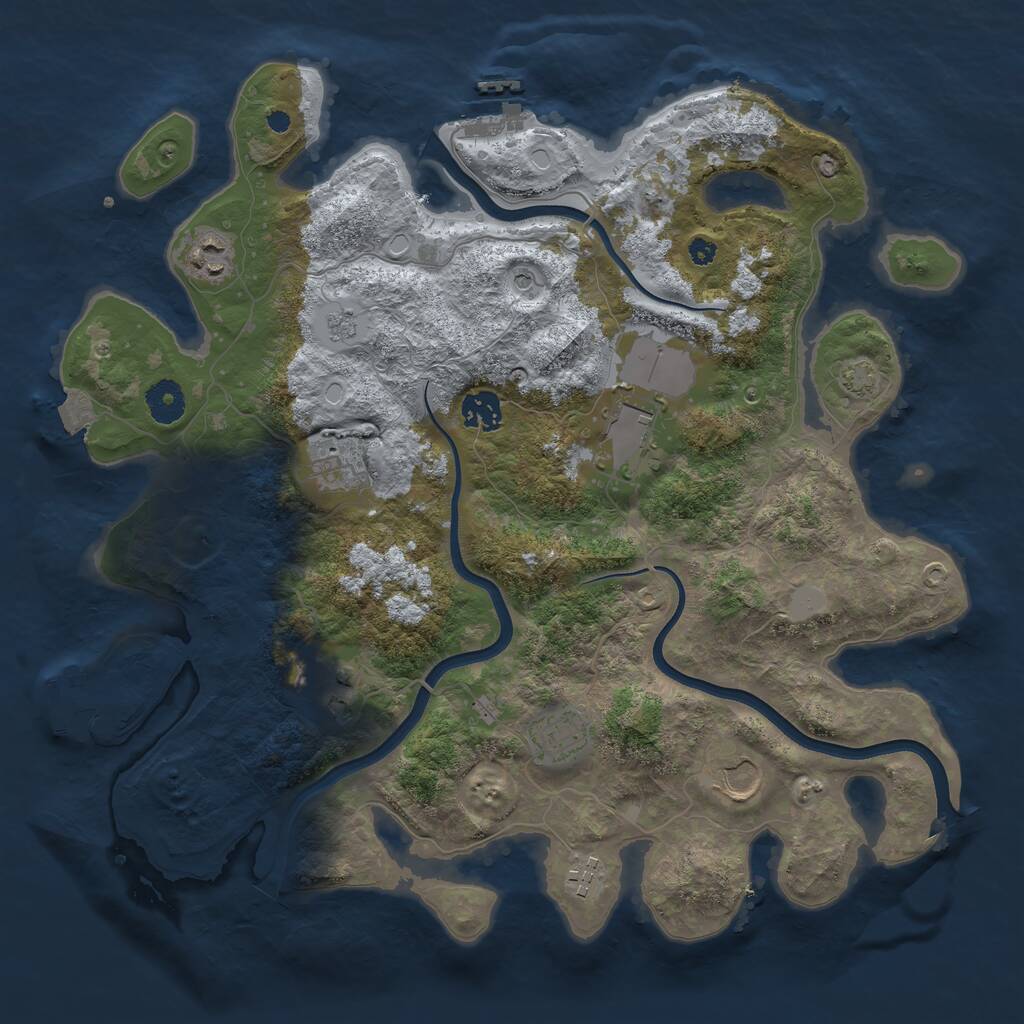 Rust Map: Procedural Map, Size: 3750, Seed: 1917518941, 14 Monuments