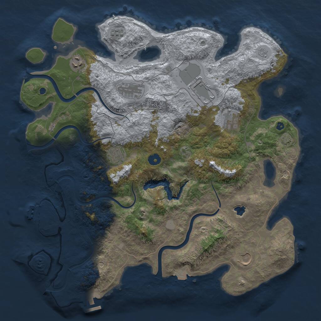 Rust Map: Procedural Map, Size: 4000, Seed: 57485037, 13 Monuments