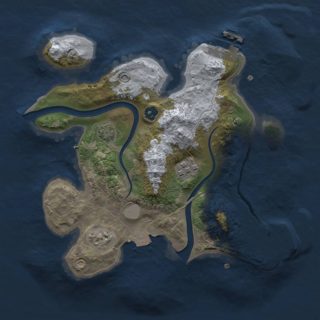 Rust Map: Procedural Map, Size: 2400, Seed: 674955573, 5 Monuments