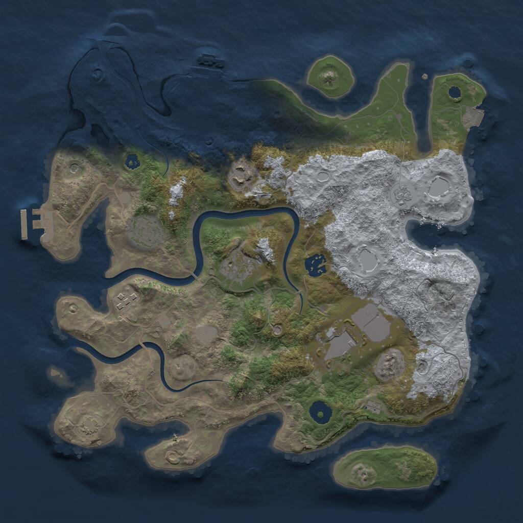 Rust Map: Procedural Map, Size: 3500, Seed: 683919920, 12 Monuments