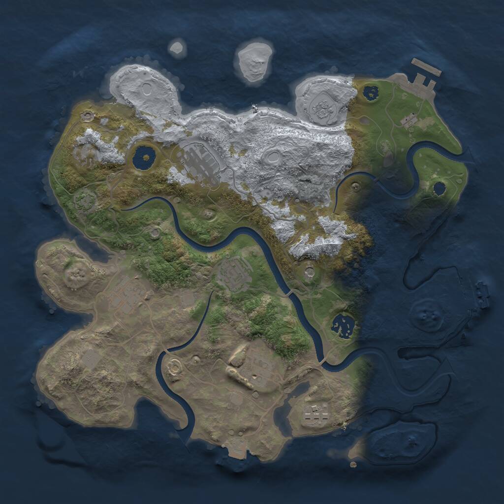Rust Map: Procedural Map, Size: 3250, Seed: 1910261859, 12 Monuments