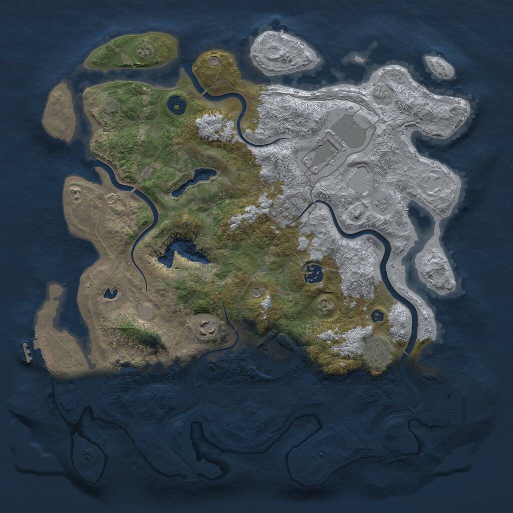 Rust Map: Procedural Map, Size: 4000, Seed: 7453, 12 Monuments