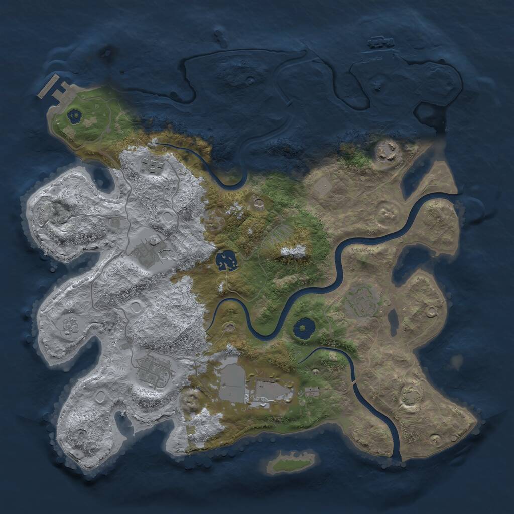 Rust Map: Procedural Map, Size: 3600, Seed: 266180, 13 Monuments