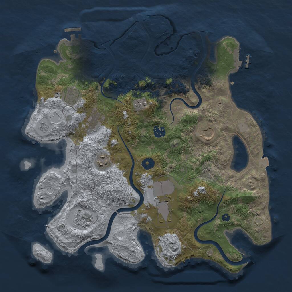 Rust Map: Procedural Map, Size: 3600, Seed: 705675, 14 Monuments