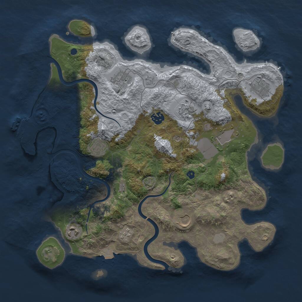 Rust Map: Procedural Map, Size: 3700, Seed: 60451029, 14 Monuments