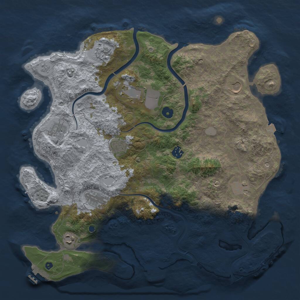 Rust Map: Procedural Map, Size: 3995, Seed: 1441133105, 16 Monuments