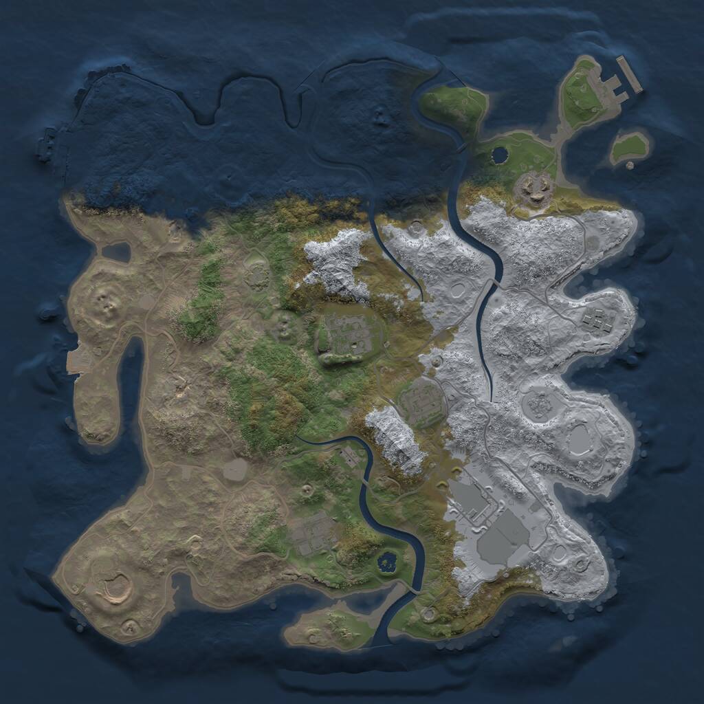 Rust Map: Procedural Map, Size: 3500, Seed: 2018793629, 14 Monuments