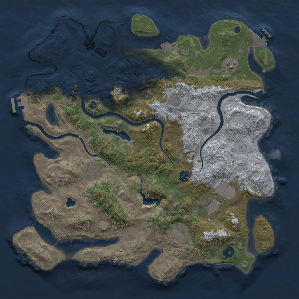 Rust Map: Procedural Map, Size: 4000, Seed: 8851, 13 Monuments