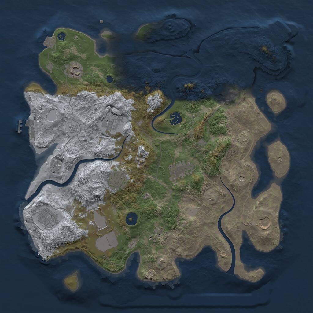 Rust Map: Procedural Map, Size: 3750, Seed: 835175184, 17 Monuments