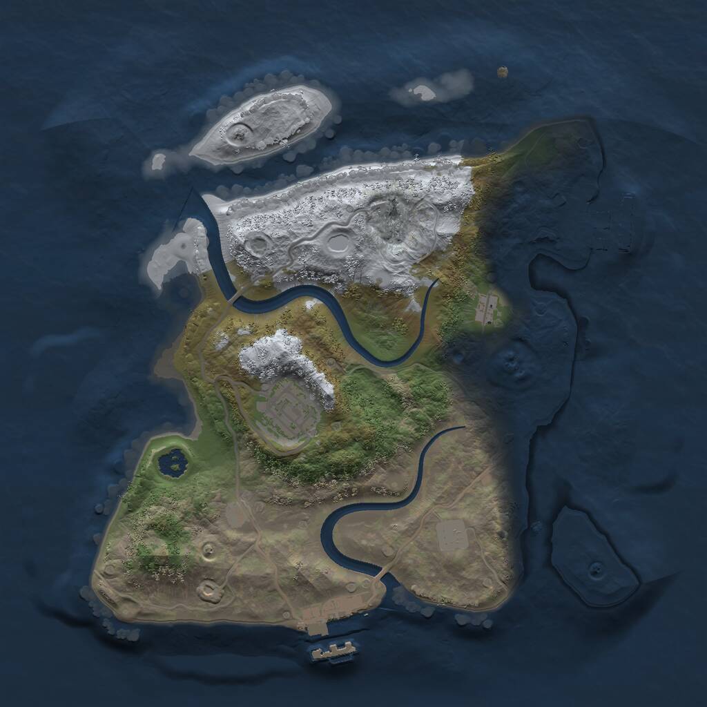 Rust Map: Procedural Map, Size: 2500, Seed: 4141, 4 Monuments