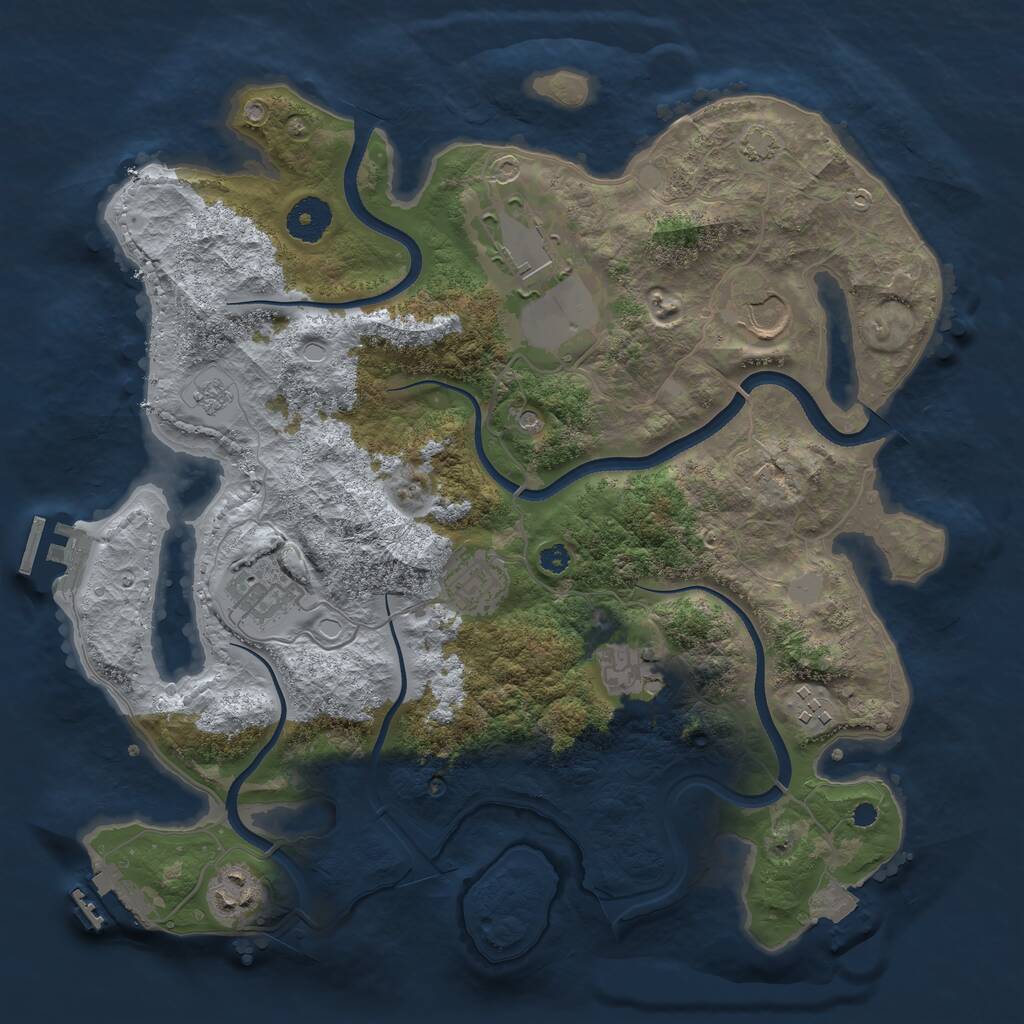 Rust Map: Procedural Map, Size: 3500, Seed: 1658491792, 13 Monuments