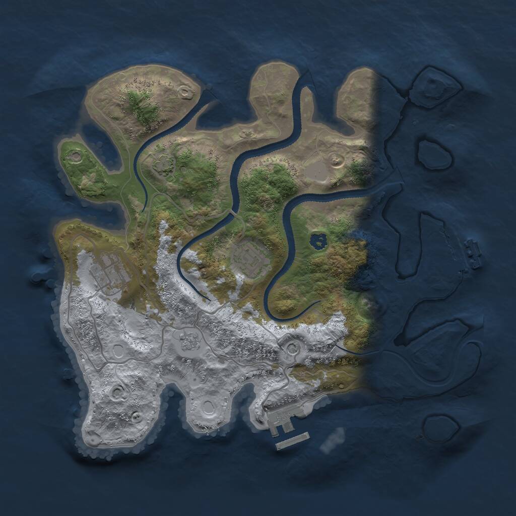 Rust Map: Procedural Map, Size: 3000, Seed: 523532, 8 Monuments