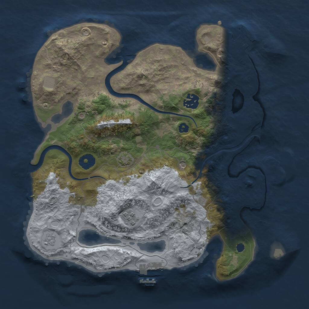 Rust Map: Procedural Map, Size: 3000, Seed: 2936, 8 Monuments