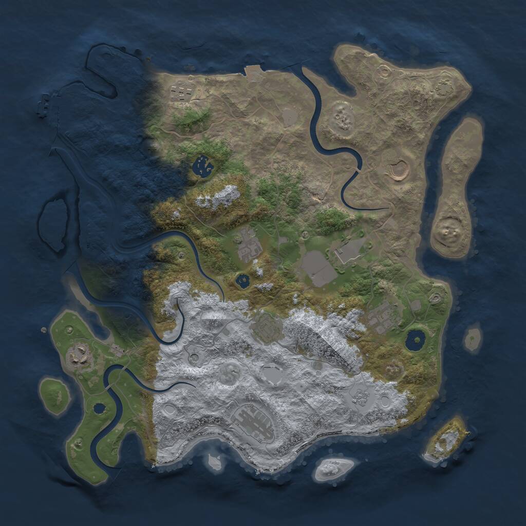Rust Map: Procedural Map, Size: 3800, Seed: 818368416, 14 Monuments