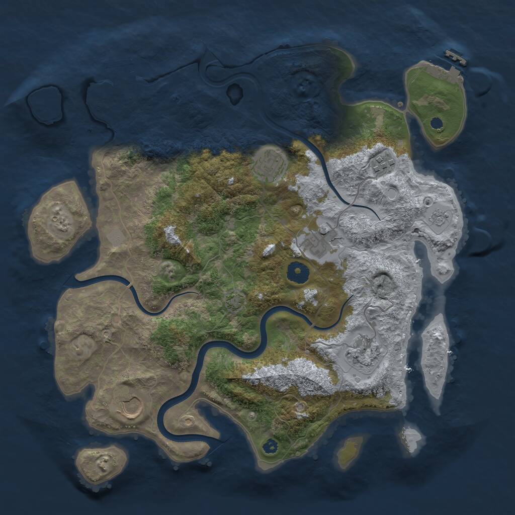 Rust Map: Procedural Map, Size: 3500, Seed: 863, 10 Monuments