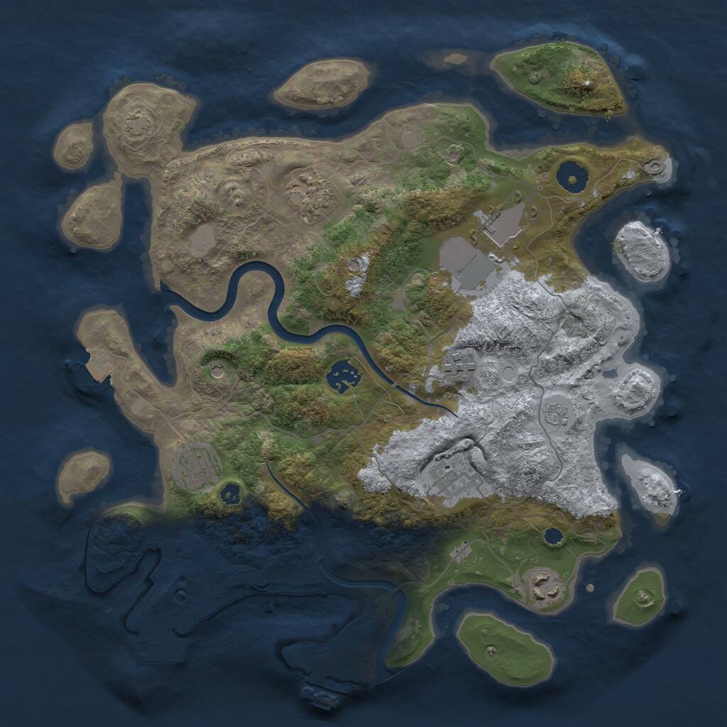 Rust Map: Procedural Map, Size: 3500, Seed: 338238596, 13 Monuments