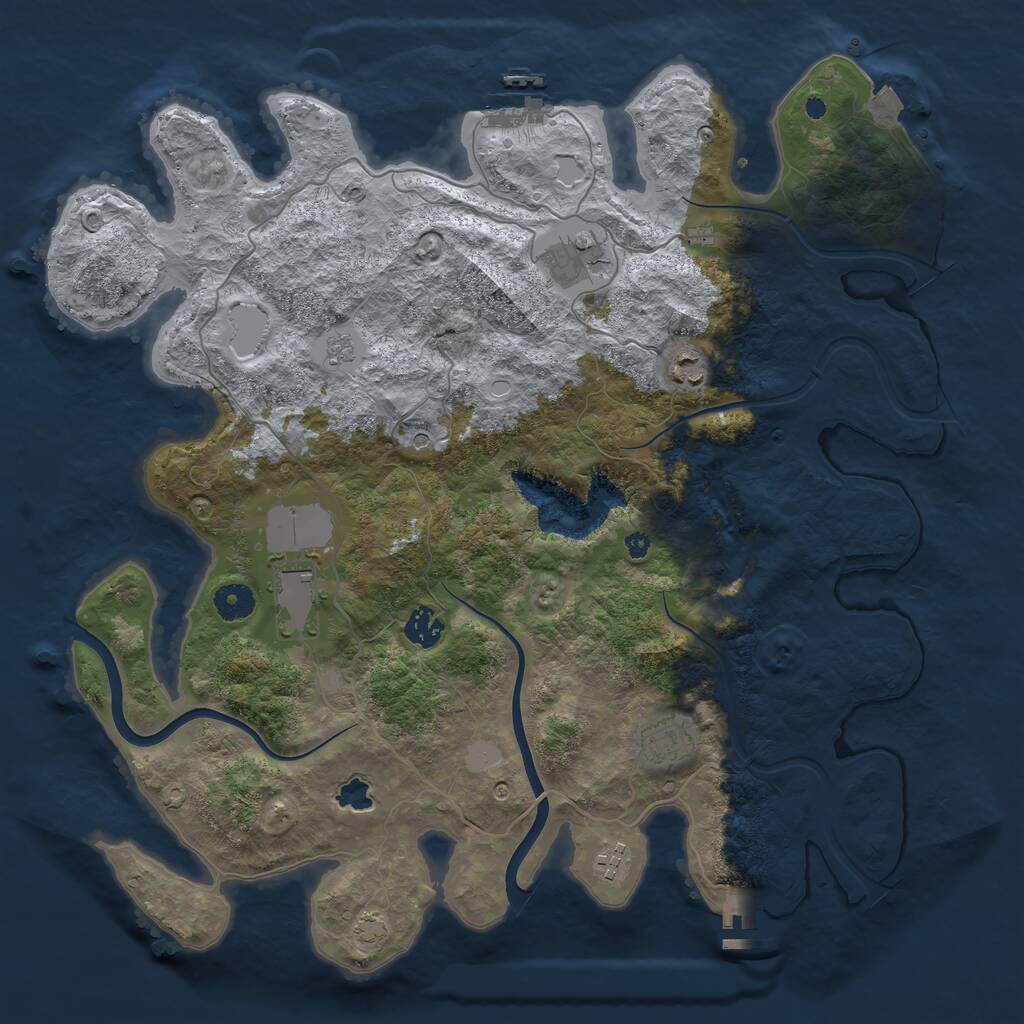 Rust Map: Procedural Map, Size: 4000, Seed: 263162, 12 Monuments