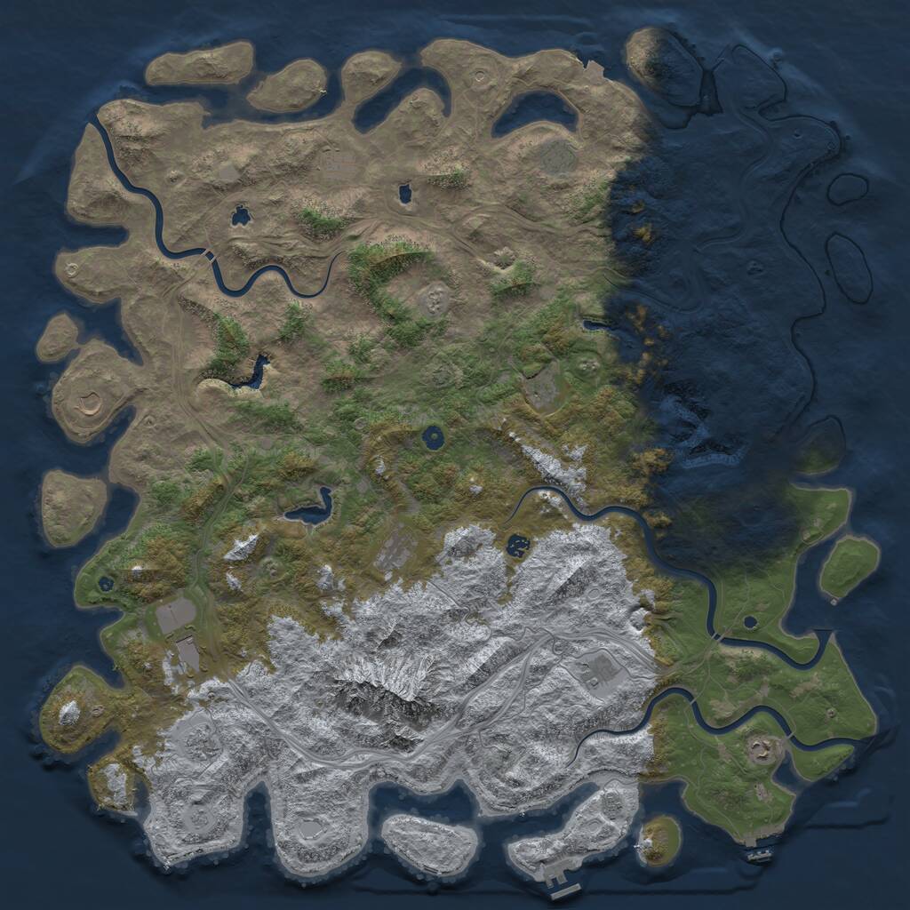 Rust Map: Procedural Map, Size: 6000, Seed: 852145802, 17 Monuments