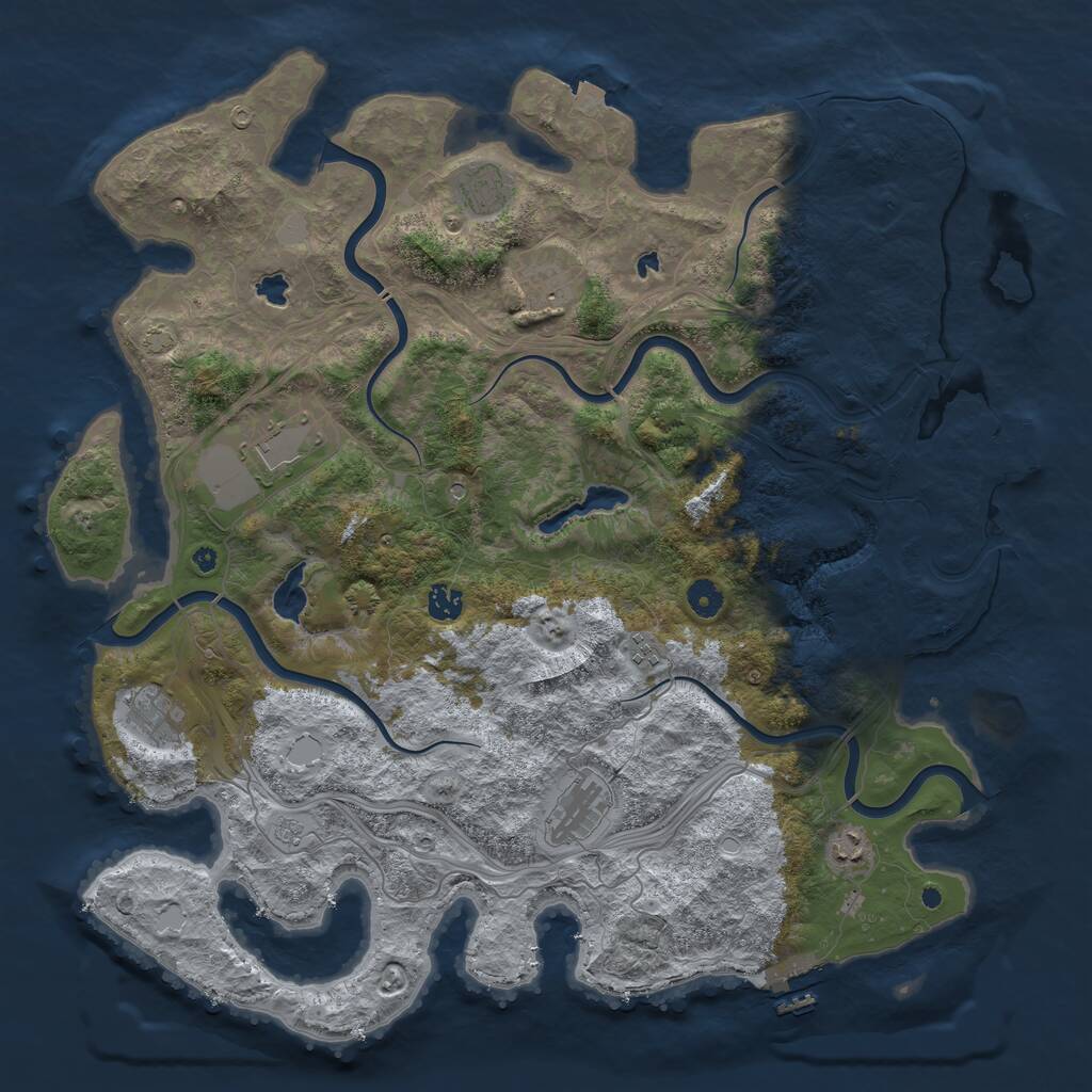 Rust Map: Procedural Map, Size: 4500, Seed: 295446319, 14 Monuments