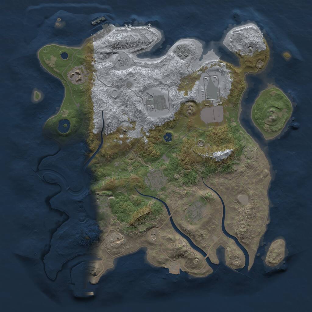 Rust Map: Procedural Map, Size: 3500, Seed: 2106765077, 13 Monuments