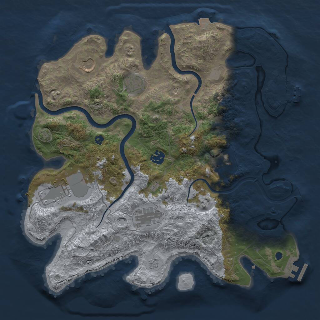 Rust Map: Procedural Map, Size: 3500, Seed: 18780317, 12 Monuments