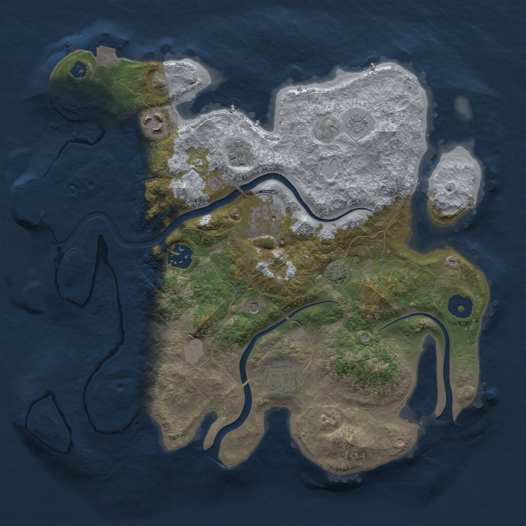 Rust Map: Procedural Map, Size: 3250, Seed: 69184040, 10 Monuments
