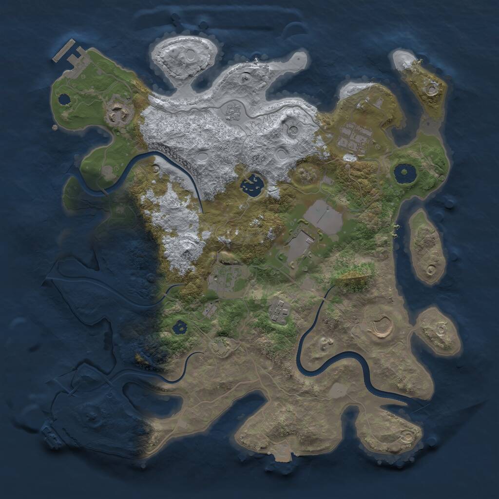 Rust Map: Procedural Map, Size: 3500, Seed: 763037858, 13 Monuments