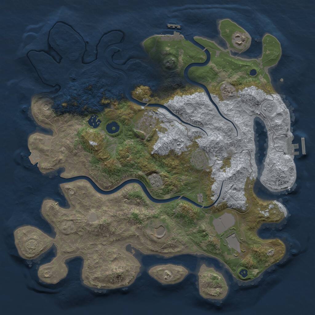 Rust Map: Procedural Map, Size: 3750, Seed: 40410378, 13 Monuments