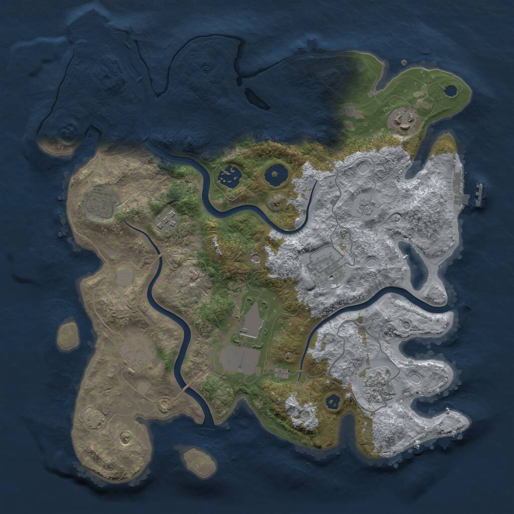 Rust Map: Procedural Map, Size: 3500, Seed: 1352110507, 14 Monuments
