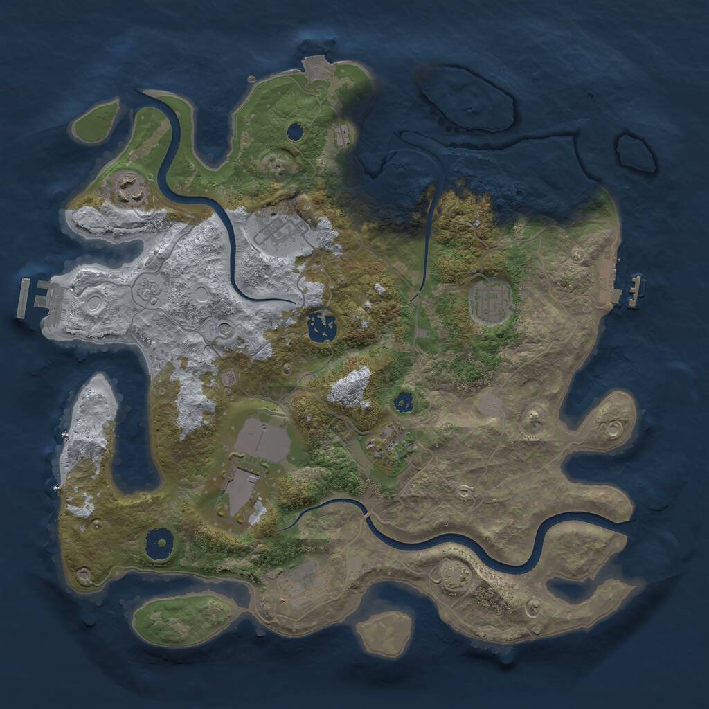 Rust Map: Procedural Map, Size: 3500, Seed: 1760955254, 13 Monuments