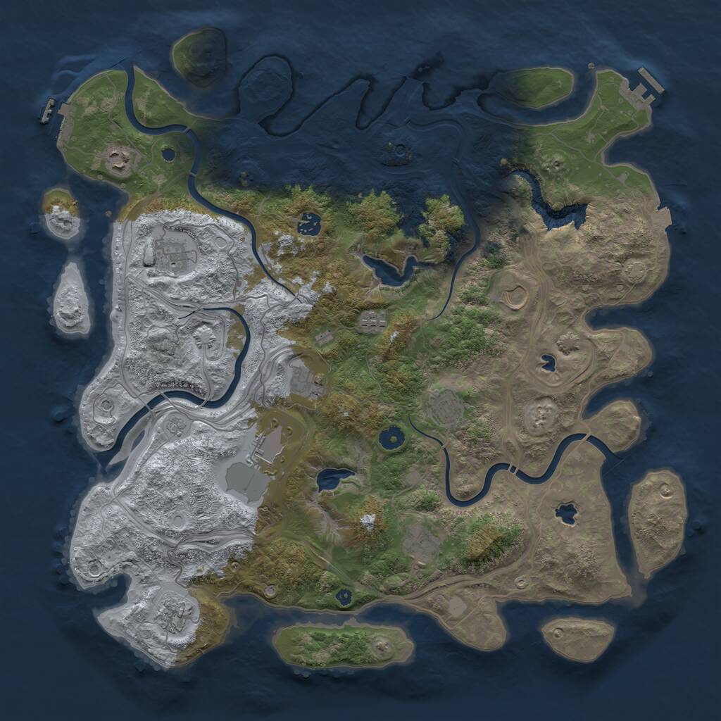 Rust Map: Procedural Map, Size: 4500, Seed: 52967724, 16 Monuments