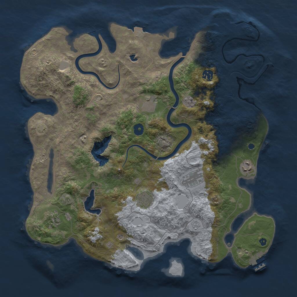 Rust Map: Procedural Map, Size: 4000, Seed: 952190878, 13 Monuments