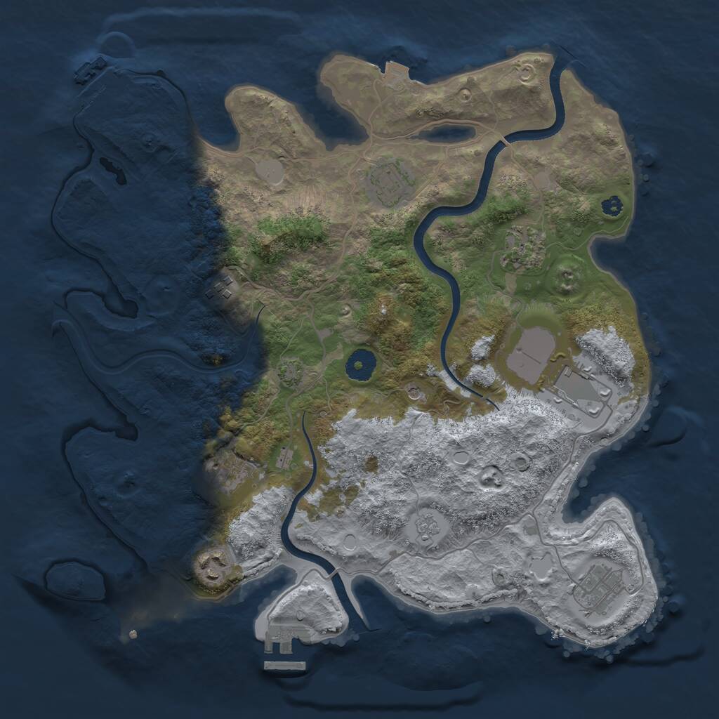 Rust Map: Procedural Map, Size: 3500, Seed: 650900, 13 Monuments
