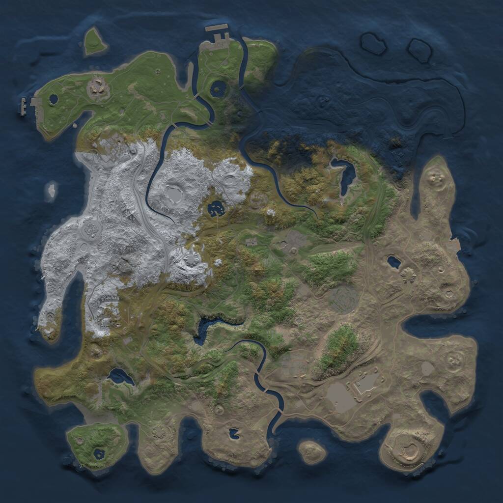 Rust Map: Procedural Map, Size: 4500, Seed: 124271601, 16 Monuments