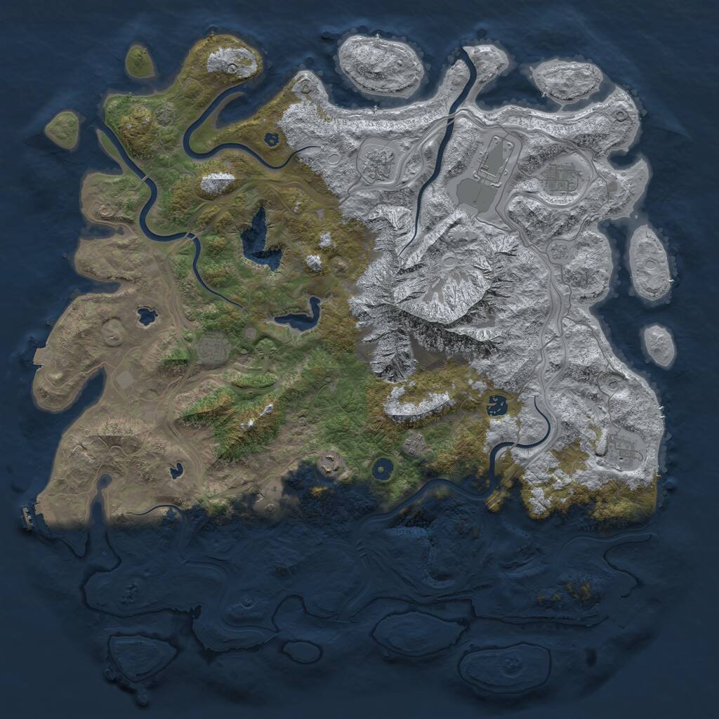 Rust Map: Procedural Map, Size: 5000, Seed: 123445667, 15 Monuments