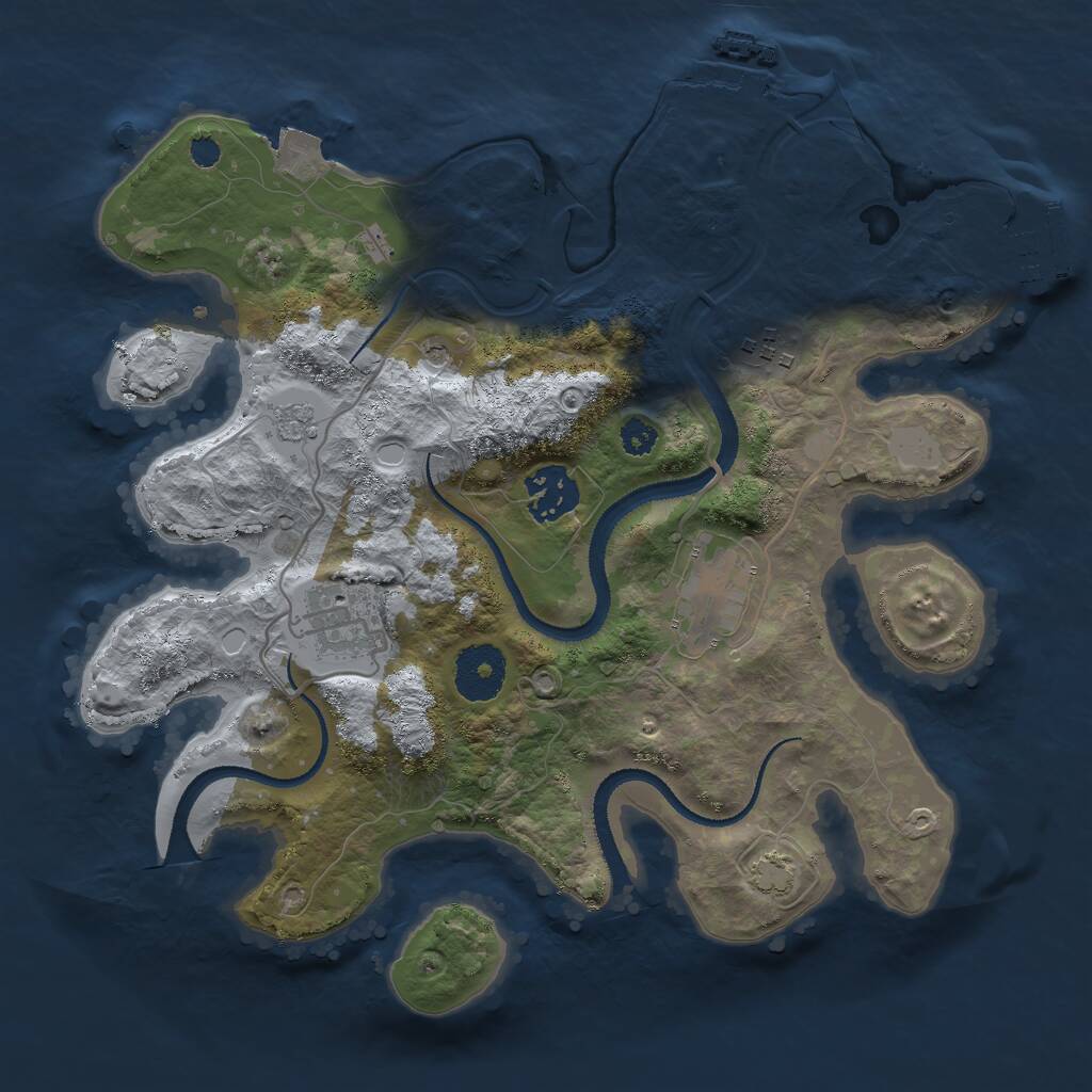 Rust Map: Procedural Map, Size: 3000, Seed: 1856167367, 10 Monuments